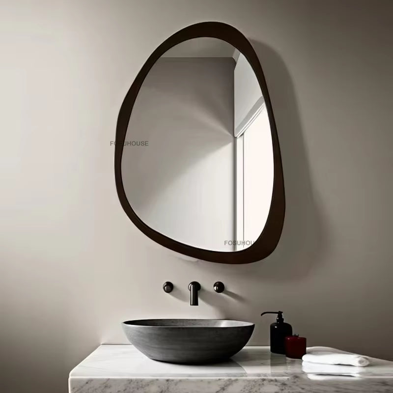 American Retro Smart Bath Mirrors Luxury Wall-Mounted Vanity Mirror Home Shaped Bathroom Mirror with LED Light Decorative Mirror