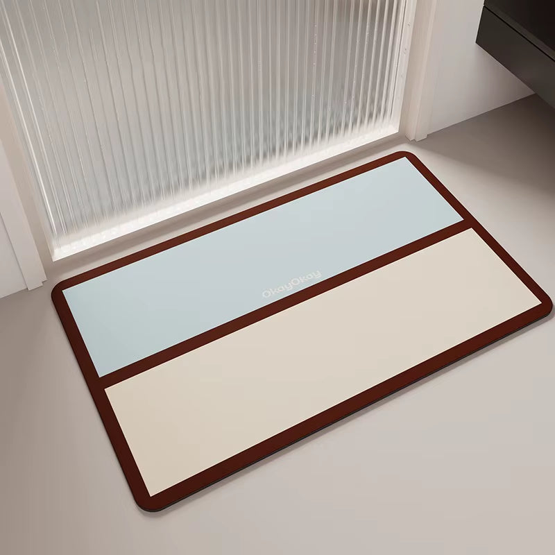 Simple Style Contrast Color Collage Stripes Bathroom Absorbent Floor Mat Soft Diatom Mud Toilet Door Mats Bathroom Non-Slip Rug
