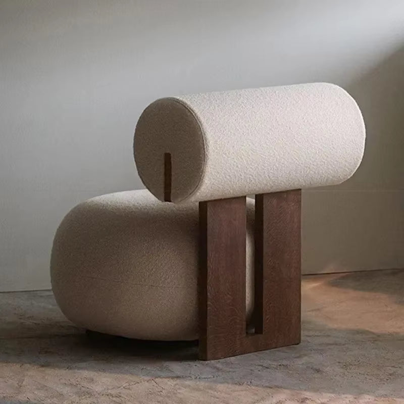 Household Nordic Solid Wood Single Sofa Chair Light Luxury Customizable Living Room Chair Simple Woolen Velvet Leisure Chair New