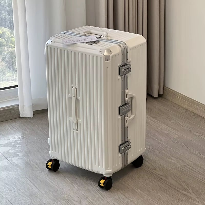Large Capacity Travel Luggage Aluminum Frame Suitcase Trolley Case 24/28/30 Inch Travel Suitcase with Cup Holder Boarding Case