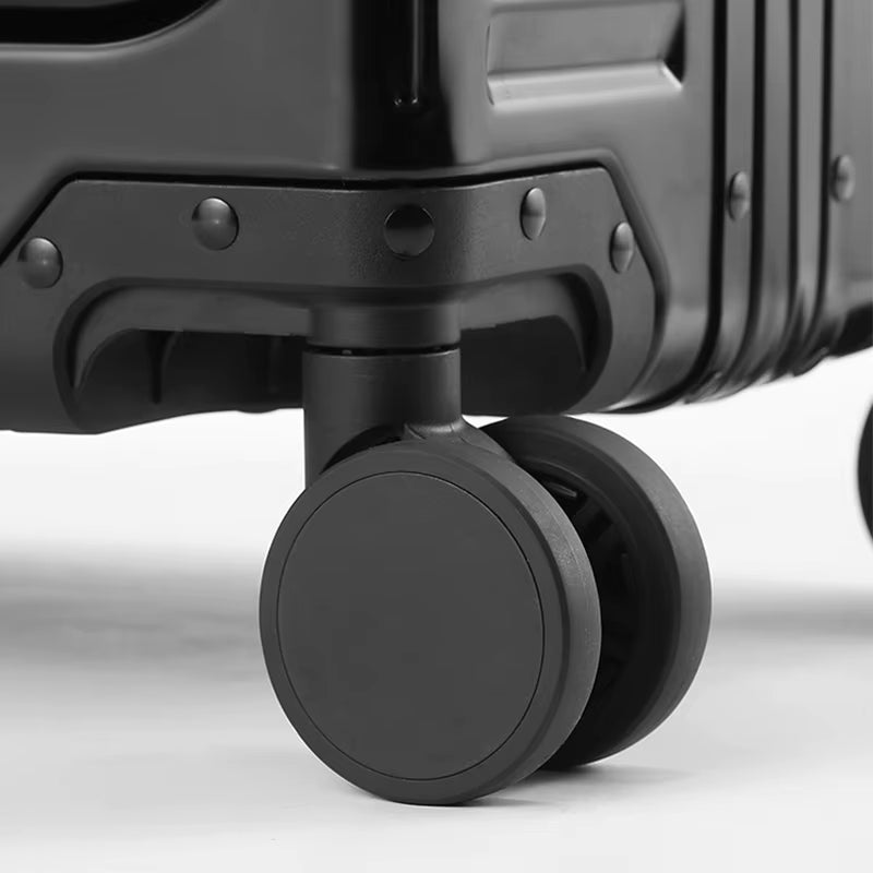 Front Open Lid Luggage Full Aluminum Magnesium Alloy Multifunctional with Cup Holder 20 Inch Boarding Case TSA Customs Lock USB