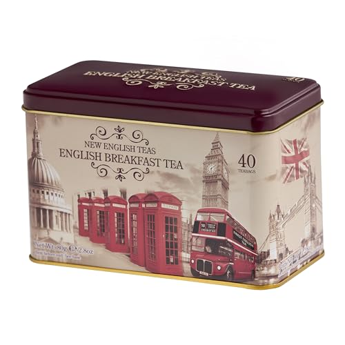 New English Teas Vintage London Tea Tin with 40 English Breakfast teabags