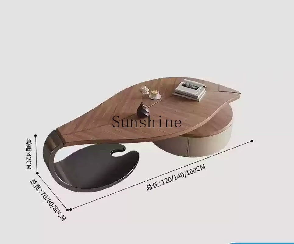 Medieval Style Solid Wood Leaf Coffee Table Household Living Room Modern Simple Creative TV Cabinet Combination