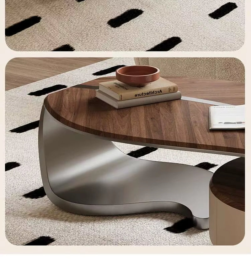 New Light Luxury Modern Solid Wood Coffee Table Shaped Small House Villa Living Room Household