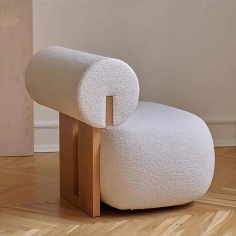 Household Nordic Solid Wood Single Sofa Chair Light Luxury Customizable Living Room Chair Simple Woolen Velvet Leisure Chair New