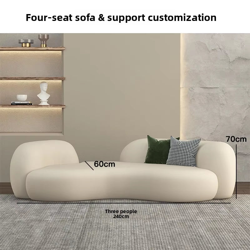 Living Room Sofa, Modern Armchair, Lambskin Sofa, Exquisite Cream Style, Creative and Exquisite, Household Furniture