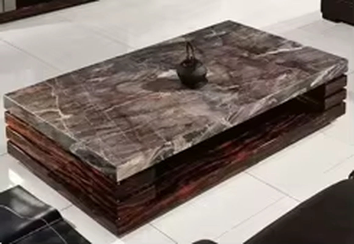 Luxury Modern Walnut Color Coffee Table Combination Minimalist Living Room Leaf Shape Stainless Steel Feet Coffee Table