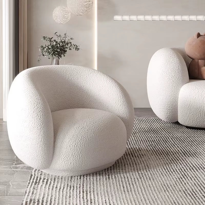 Living Room Sofa, Modern Armchair, Lambskin Sofa, Exquisite Cream Style, Creative and Exquisite, Household Furniture