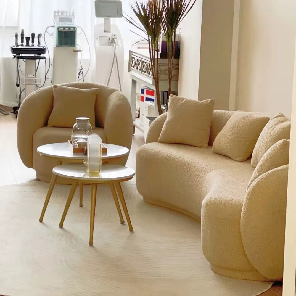 Fabric Sofa Teddy Boucle Lounge Leisure Relax Accent Arm Chair Upholster Modern Luxury Single Sofa Living Room Armchair