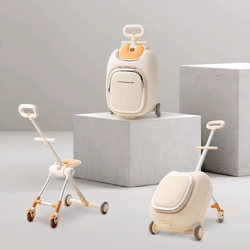 Children'S Luggage Box Ride-On Three-In-One Baby Large Capacity 20-Inch Carry-On Suitcase with Wet/Dry Separation and Brakes