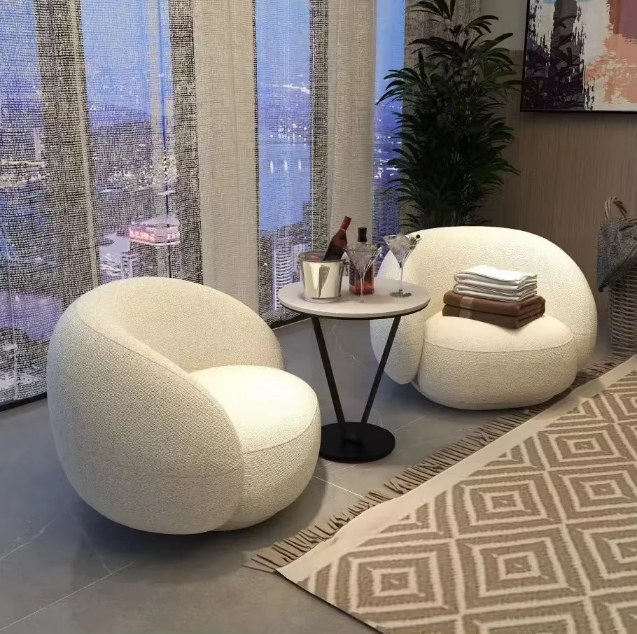 Fabric Sofa Teddy Boucle Lounge Leisure Relax Accent Arm Chair Upholster Modern Luxury Single Sofa Living Room Armchair