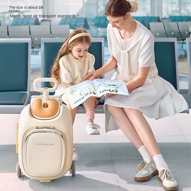 Children'S Luggage Box Ride-On Three-In-One Baby Large Capacity 20-Inch Carry-On Suitcase with Wet/Dry Separation and Brakes