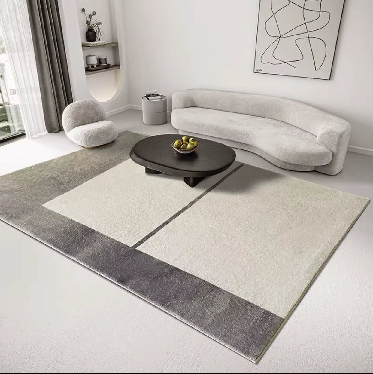 Modern Simple Geometric Pattern Living Room Carpet Soft Comfortable Room Rugs Home Decoration Easy Care Sofa Coffee Table Rug