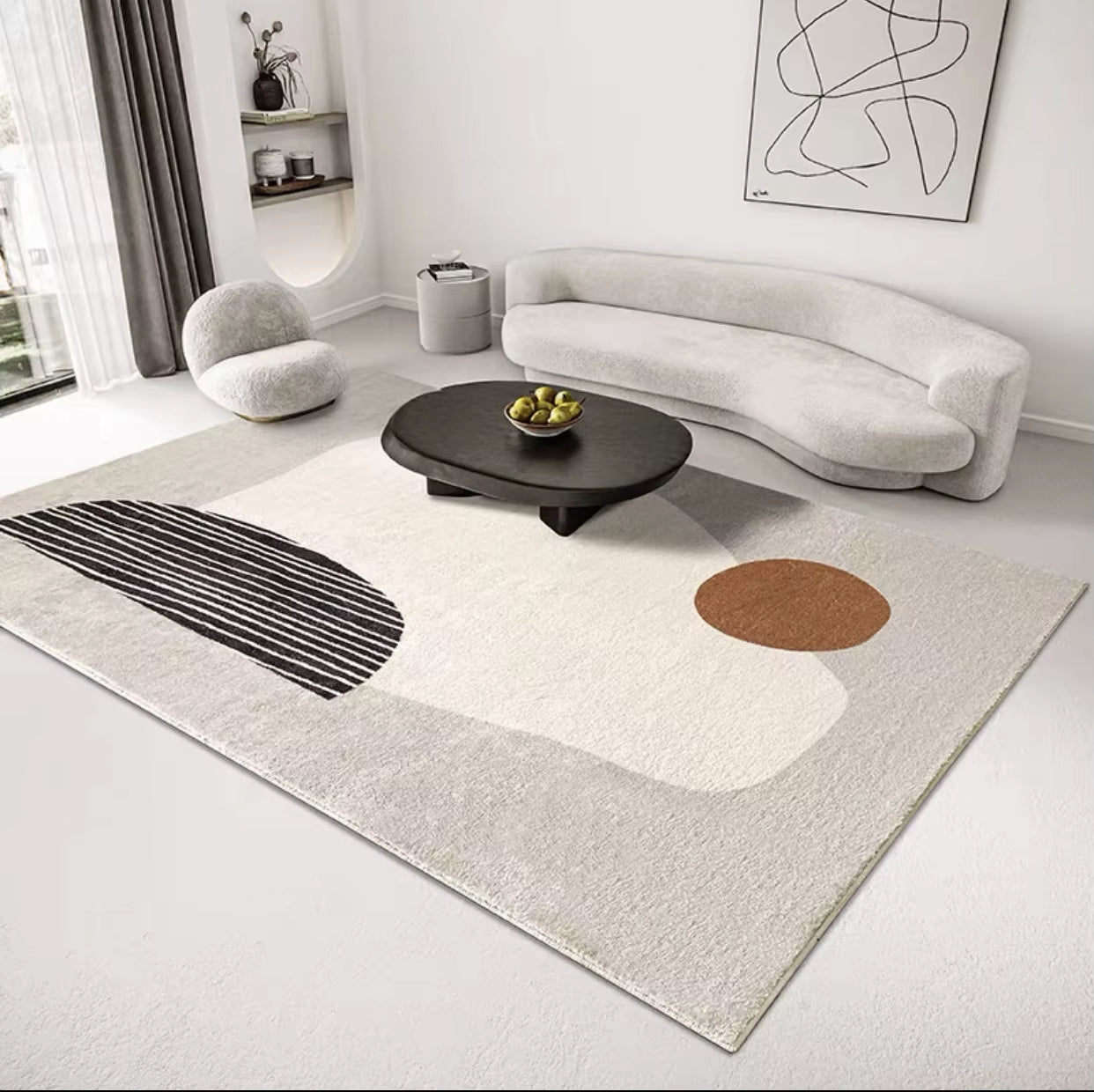 Modern Simple Geometric Pattern Living Room Carpet Soft Comfortable Room Rugs Home Decoration Easy Care Sofa Coffee Table Rug