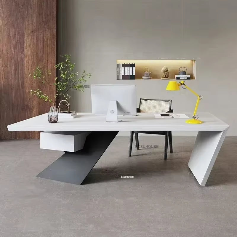 Industrial Iron Boss Desk Designer Retro Office Desks American Office Furniture Home Luxury Solid Wood Computer Table Study Desk