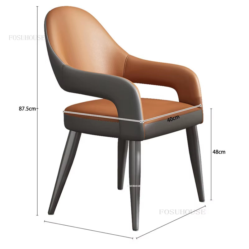 Modern Minimalist Dining Chairs for Kitchen Household Leather Living Room Chair Nordic Hotel Restaurant Leisure Backrest Chairs