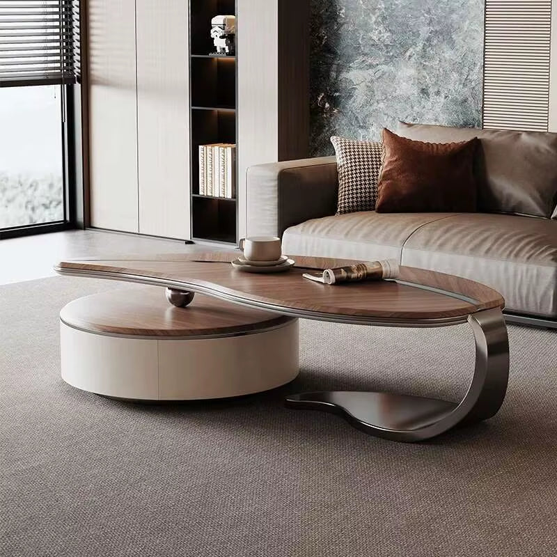 New Light Luxury Modern Solid Wood Coffee Table Shaped Small House Villa Living Room Household