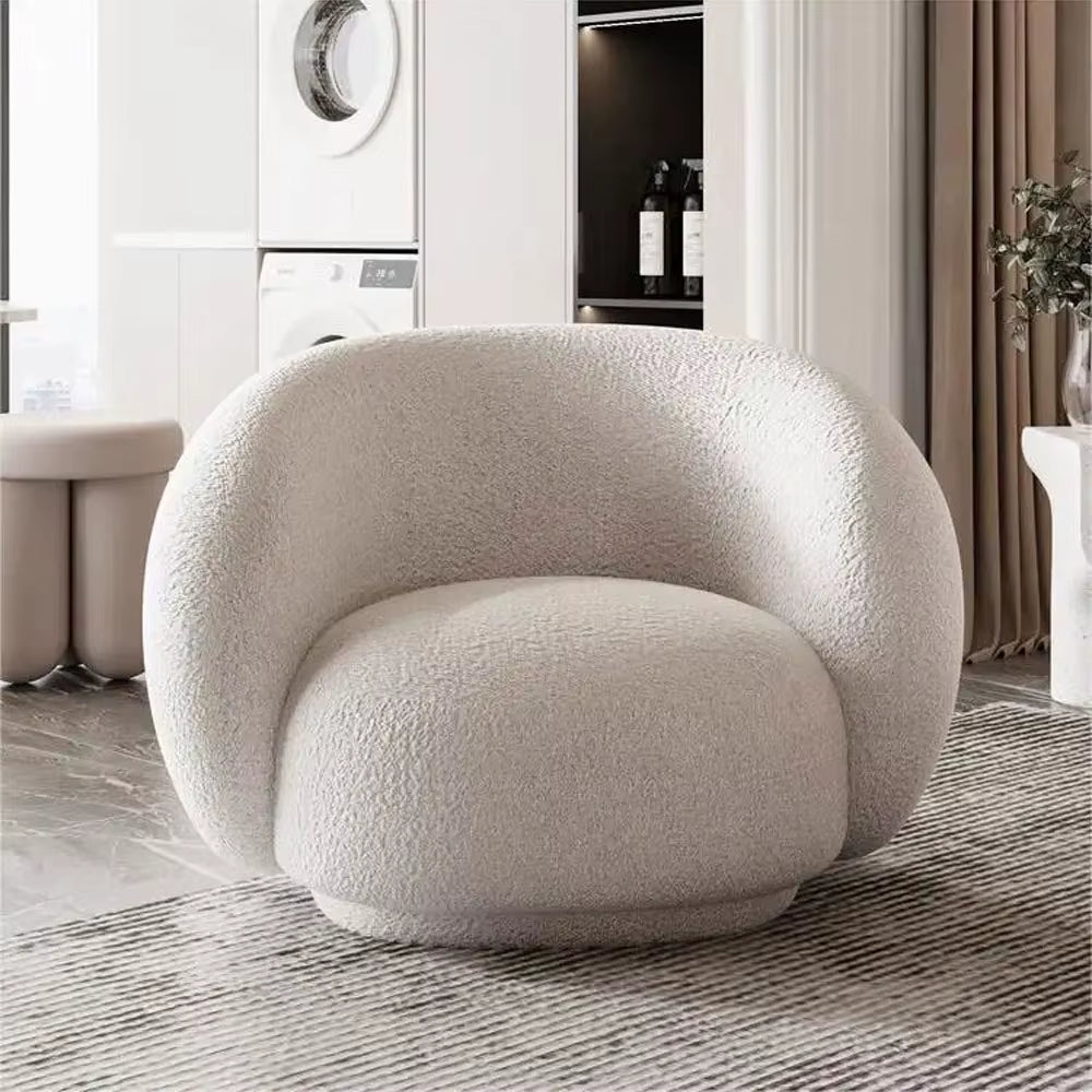 Fabric Sofa Teddy Boucle Lounge Leisure Relax Accent Arm Chair Upholster Modern Luxury Single Sofa Living Room Armchair