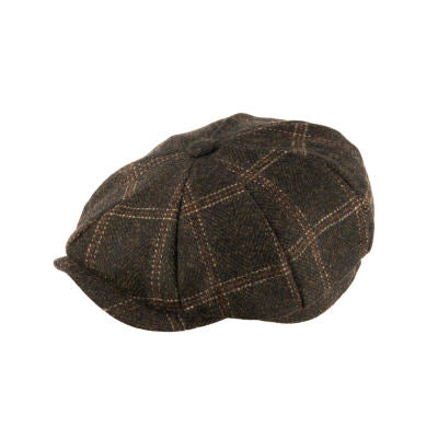 Carlyle - Tweed Newsboy Cap - Window Pane Green (Newsboy / Bakerboy Caps) - Eurostick
