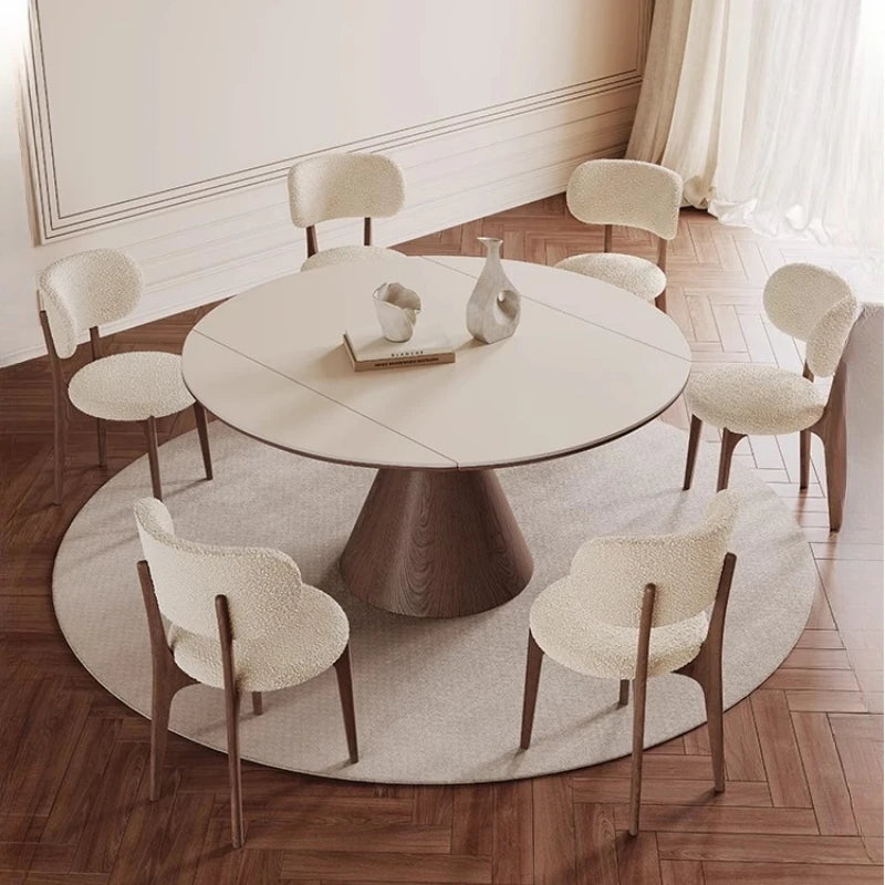 Chelsea Round Dining — Oak & Bouclé