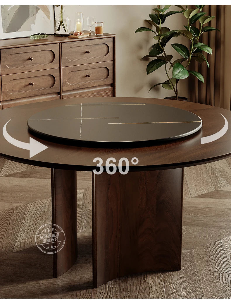 Mayfair Round Dining Set — Walnut & Stone
