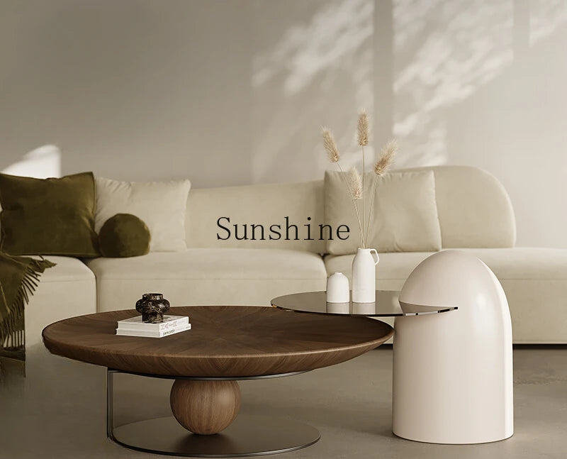 Wabi Sand Wind Walnut Coffee Table Premium Italian Minimalist round Coffee Table