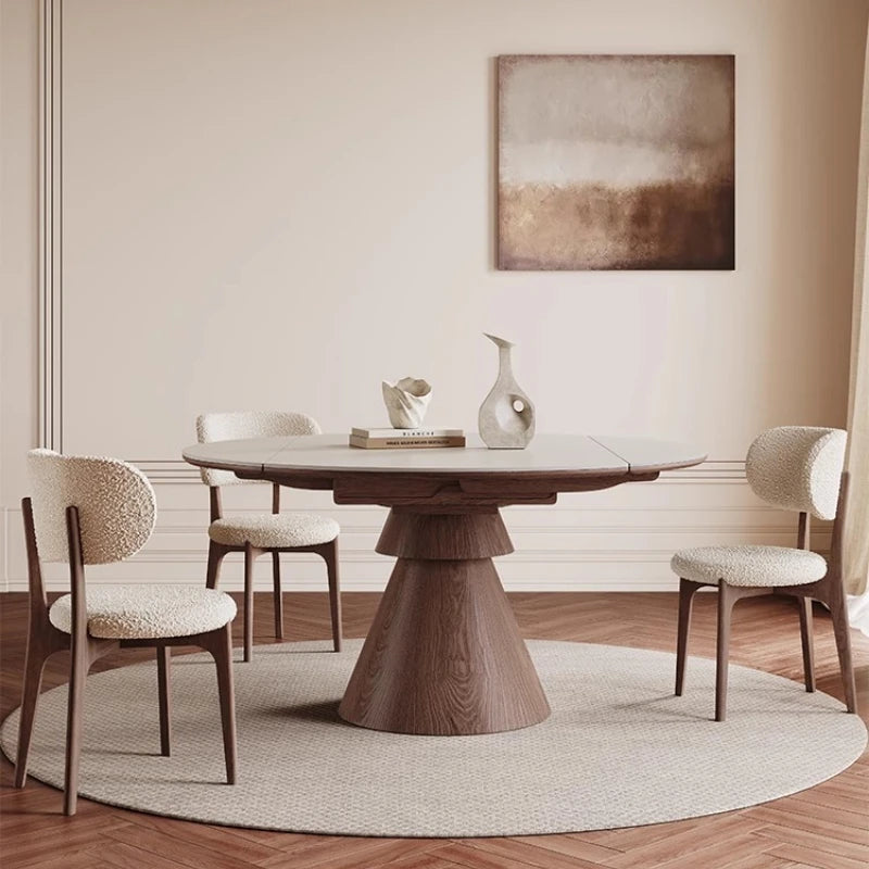 Chelsea Round Dining — Oak & Bouclé