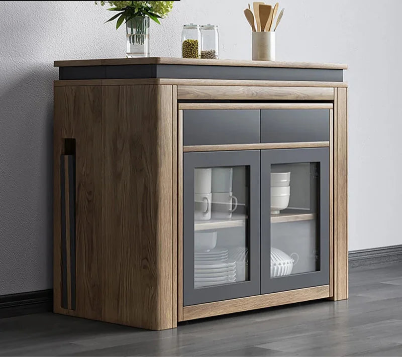 Wooden sideboard with glass doors