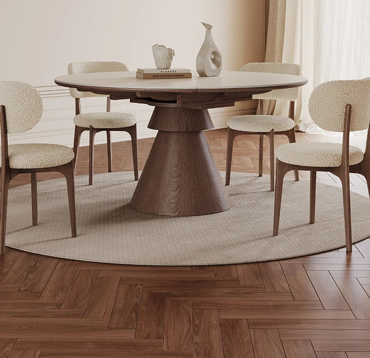Chelsea Round Dining — Oak & Bouclé