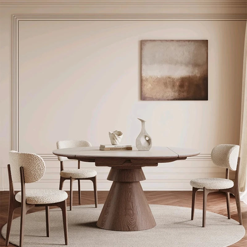 Chelsea Round Dining — Oak & Bouclé