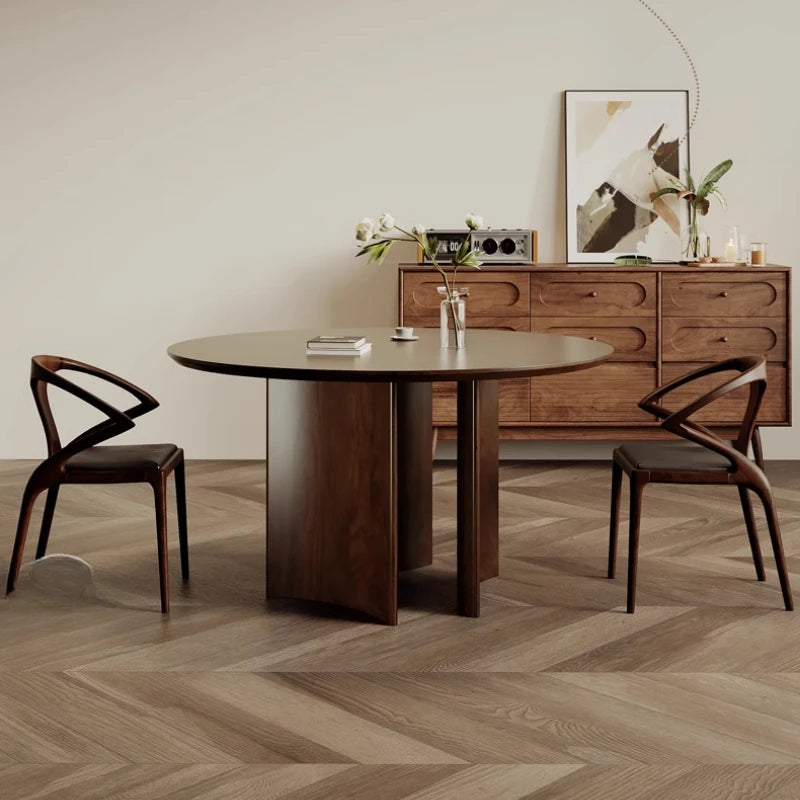Mayfair Round Dining Set — Walnut & Stone