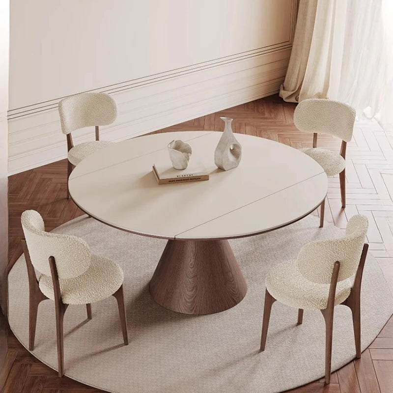Chelsea Round Dining — Oak & Bouclé