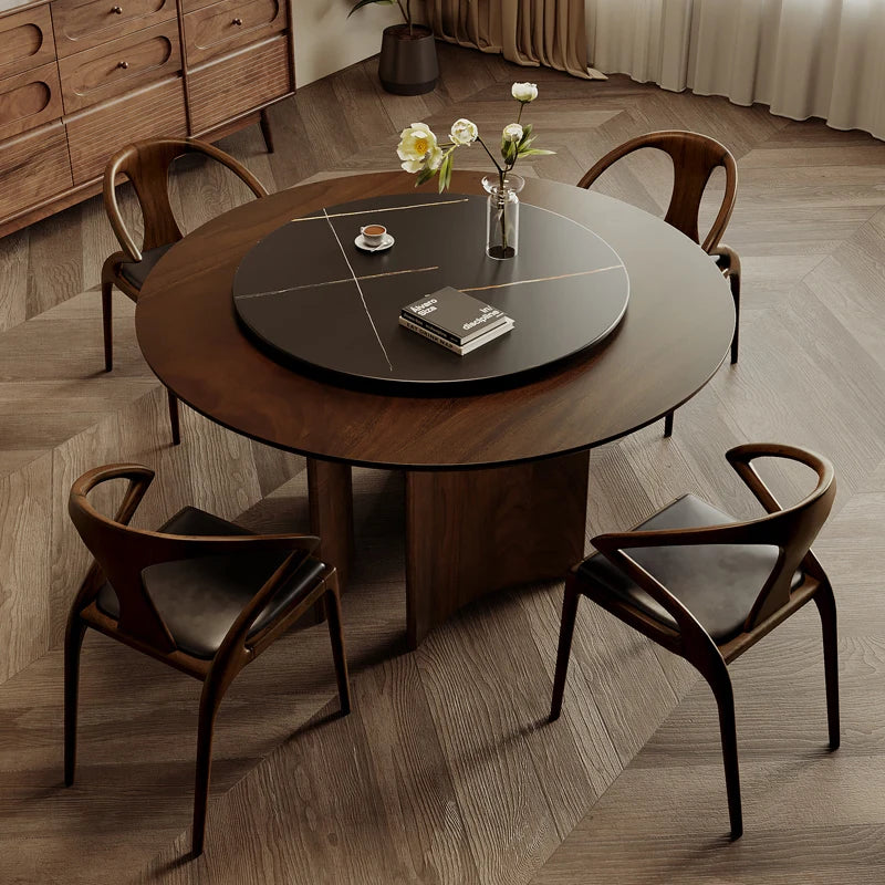Mayfair Round Dining Set — Walnut & Stone