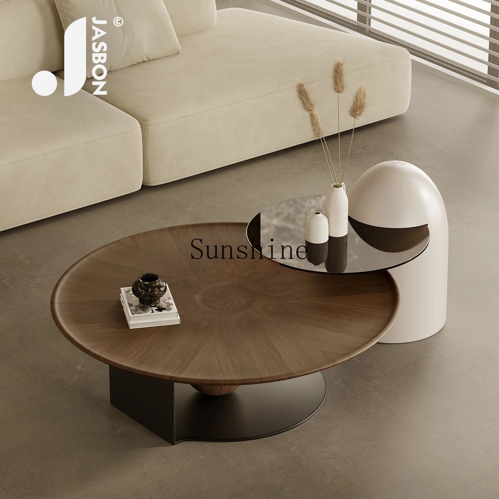 Wabi Sand Wind Walnut Coffee Table Premium Italian Minimalist round Coffee Table