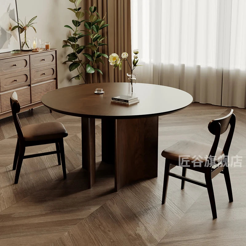 Mayfair Round Dining Set — Walnut & Stone