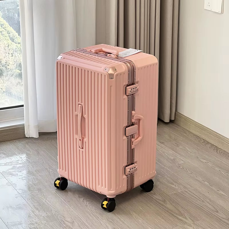 Large Capacity Travel Luggage Aluminum Frame Suitcase Trolley Case 24/28/30 Inch Travel Suitcase with Cup Holder Boarding Case