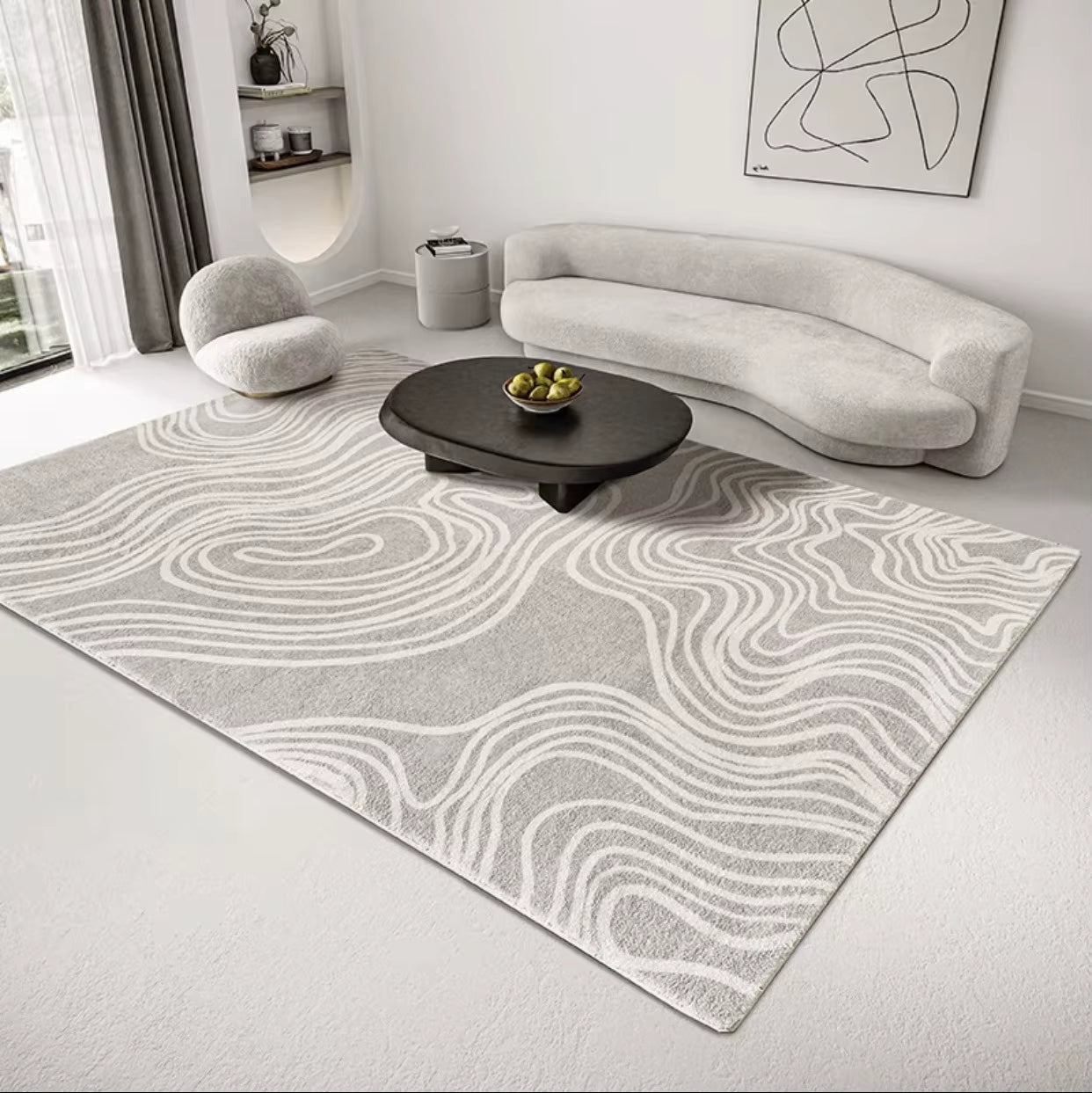 Modern Simple Geometric Pattern Living Room Carpet Soft Comfortable Room Rugs Home Decoration Easy Care Sofa Coffee Table Rug