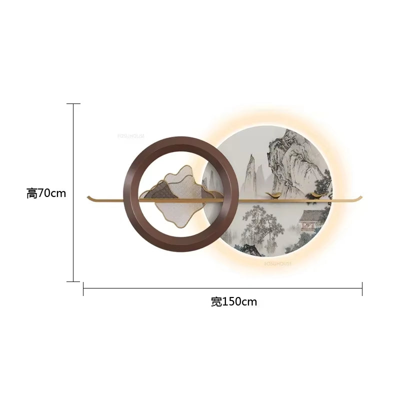 Modern Living Room Hanging Decorations Porch Bedroom Metal Pendant New Chinese Style Home Decor Luxury Luminous Room Decoration