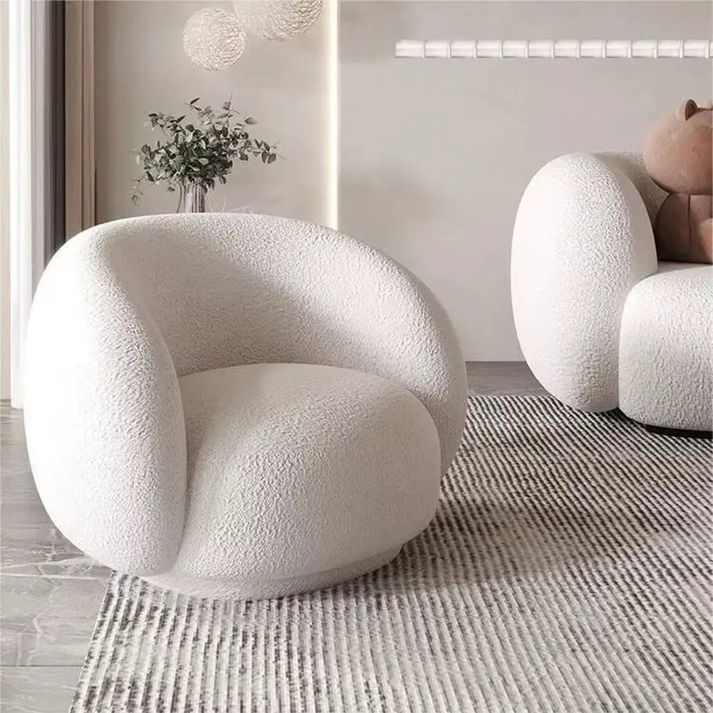 Fabric Sofa Teddy Boucle Lounge Leisure Relax Accent Arm Chair Upholster Modern Luxury Single Sofa Living Room Armchair