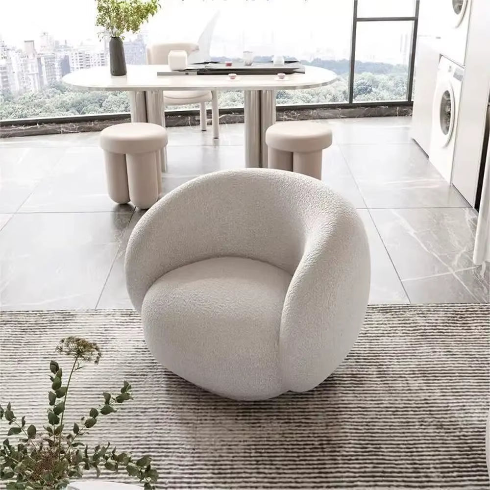 Fabric Sofa Teddy Boucle Lounge Leisure Relax Accent Arm Chair Upholster Modern Luxury Single Sofa Living Room Armchair