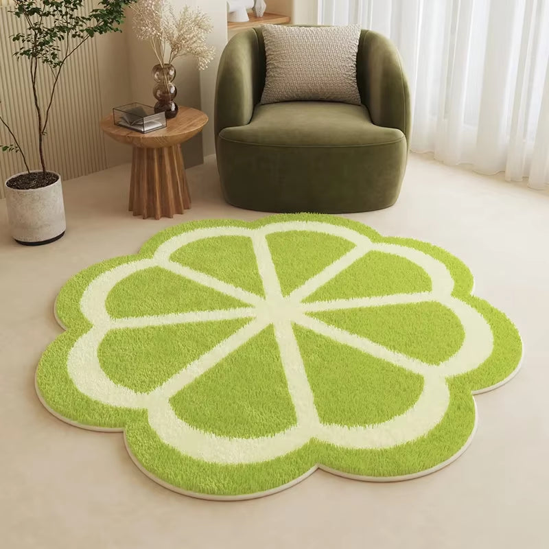 Nordic Style Living Room Decoration Plush Carpet Fluffy Soft Flower Shape Rug Simple Rugs for Bedroom Washable Bedside Floor Mat
