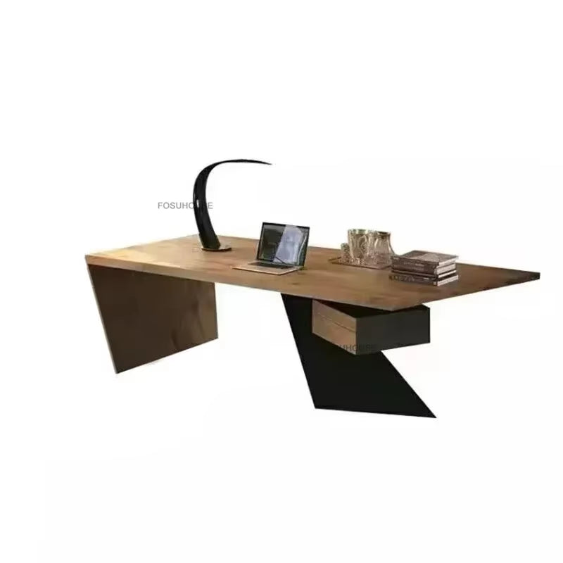 Industrial Iron Boss Desk Designer Retro Office Desks American Office Furniture Home Luxury Solid Wood Computer Table Study Desk