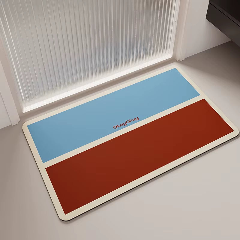 Simple Style Contrast Color Collage Stripes Bathroom Absorbent Floor Mat Soft Diatom Mud Toilet Door Mats Bathroom Non-Slip Rug