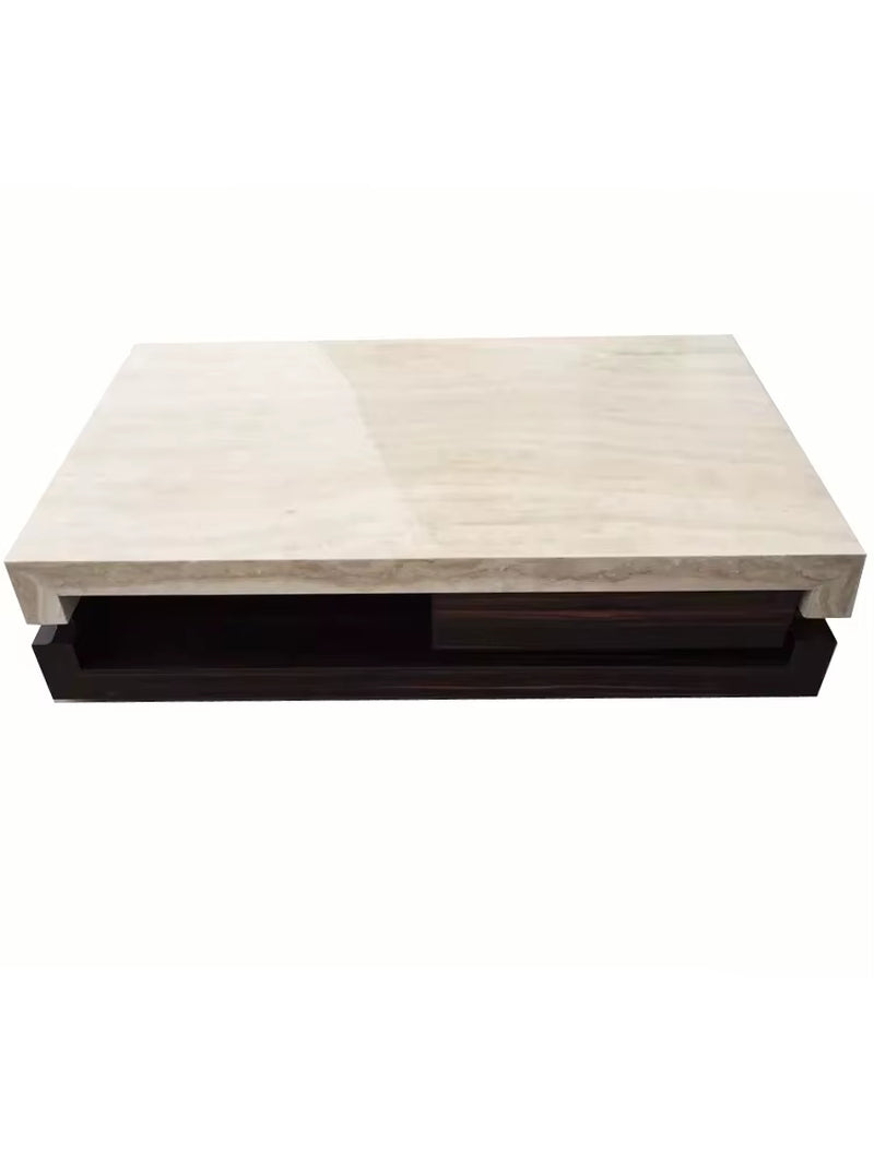 Luxury Modern Walnut Color Coffee Table Combination Minimalist Living Room Leaf Shape Stainless Steel Feet Coffee Table