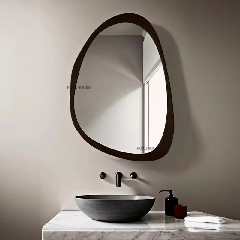 American Retro Smart Bath Mirrors Luxury Wall-Mounted Vanity Mirror Home Shaped Bathroom Mirror with LED Light Decorative Mirror