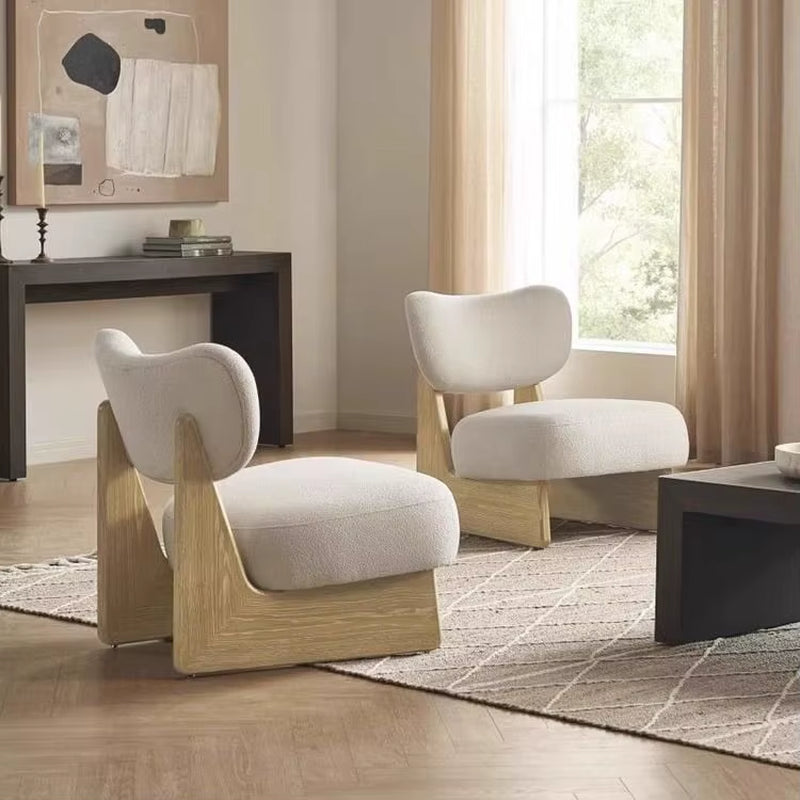 Italian Style Velvet Single Sofa Living Room Solid Wood Chair Leisure Living Room Chairs Balcony Study Room Leisure Chairs