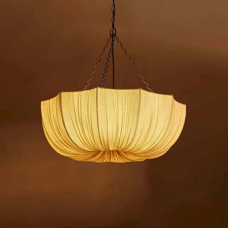 Japanese Wabi Sabi Retro Fabric Pendant Lights Living Dining Room Chandelier Lighting Home Decor Bedroom Lustre Led Hanging Lamp