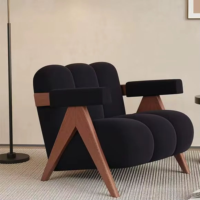 Home Balcony Nordic Wood Living Room Chairs Modern Living Room Sofas Single Leisure Back Armchair Fabric Sofa Chair Furniture
