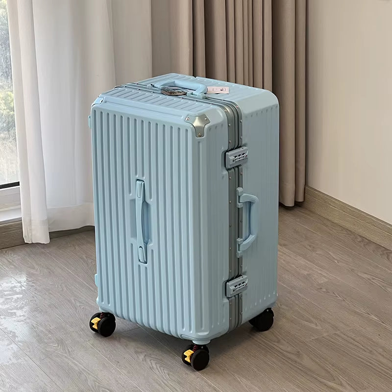 Large Capacity Travel Luggage Aluminum Frame Suitcase Trolley Case 24/28/30 Inch Travel Suitcase with Cup Holder Boarding Case