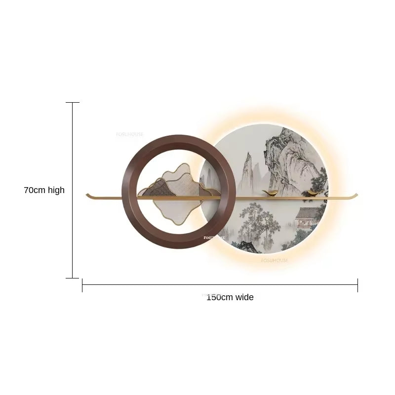 Modern Living Room Hanging Decorations Porch Bedroom Metal Pendant New Chinese Style Home Decor Luxury Luminous Room Decoration